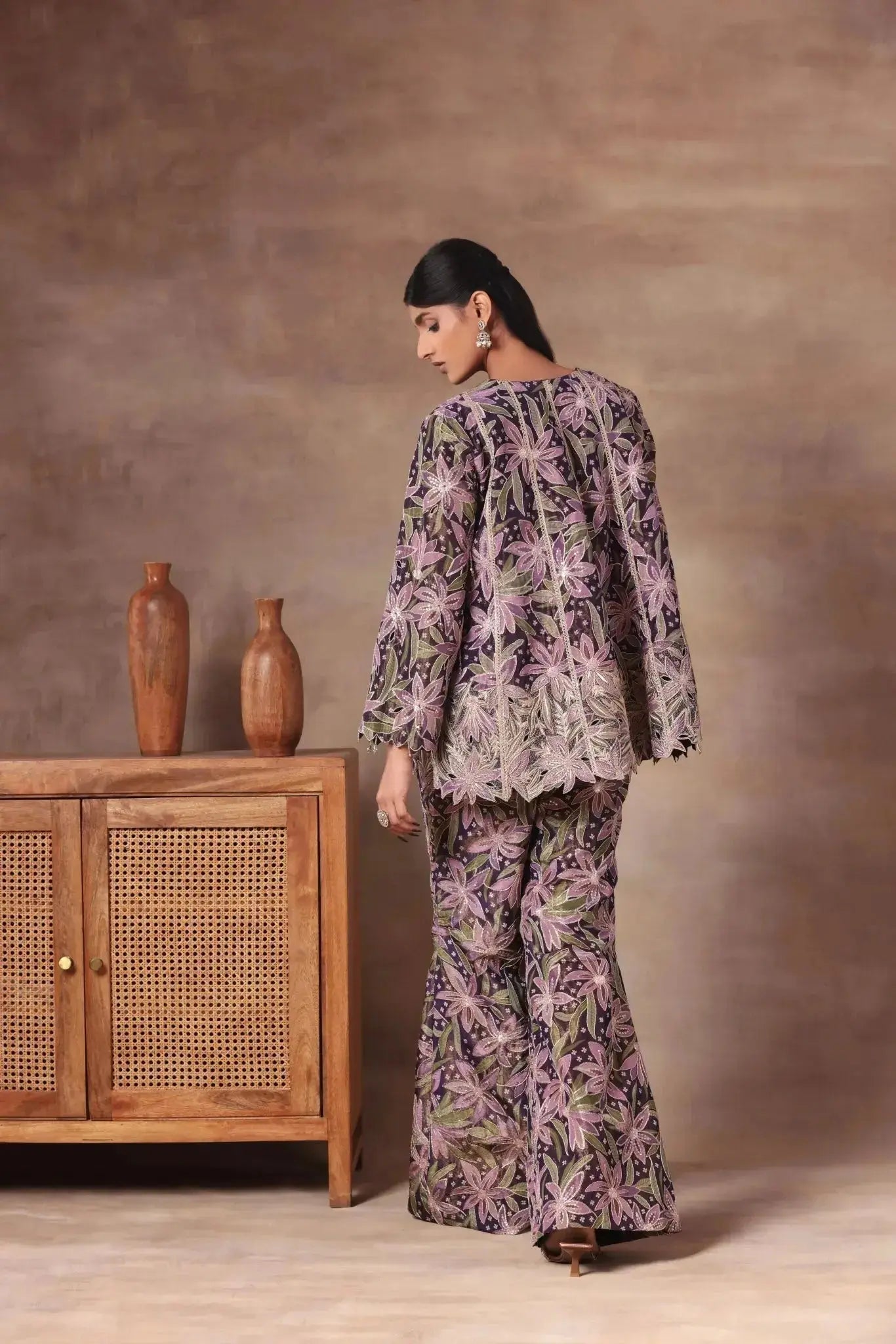 Midnight Orchid Floral Co-ord Set - Arzoo Essentials