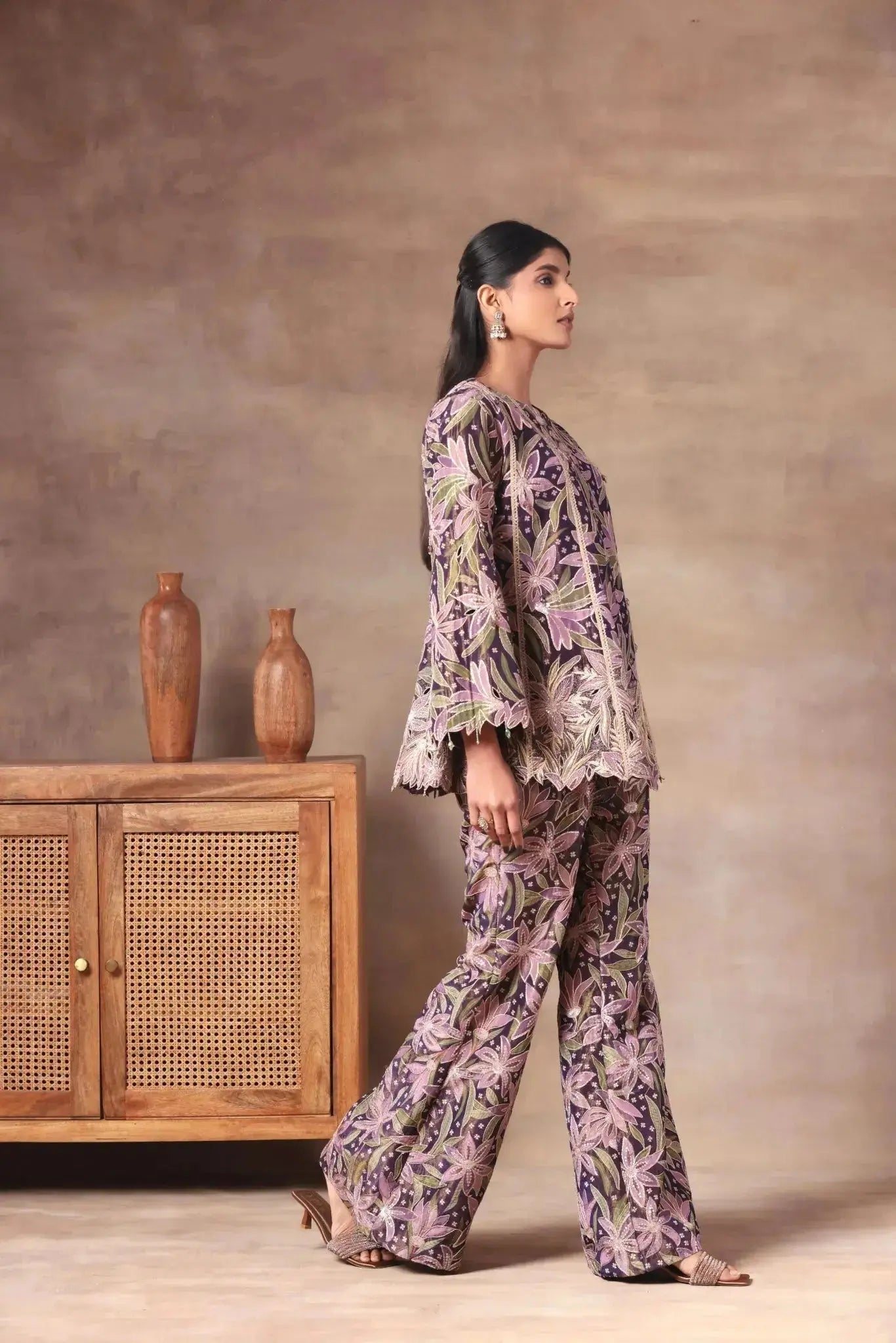 Midnight Orchid Floral Co-ord Set - Arzoo Essentials
