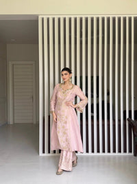 Pastel Pink Long Kurta Set - Arzoo Essentials