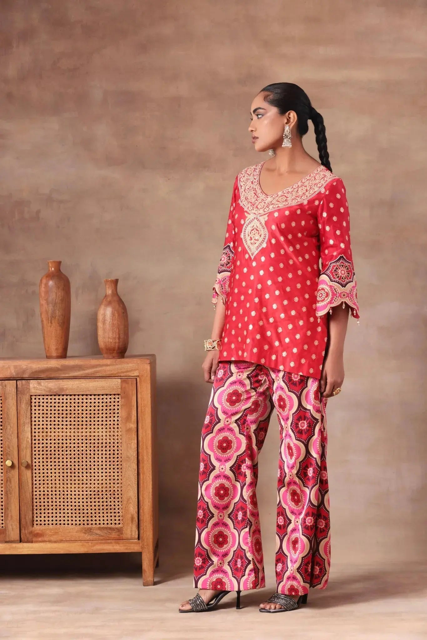 Scarlet Bloom Geometric Set - Arzoo Essentials