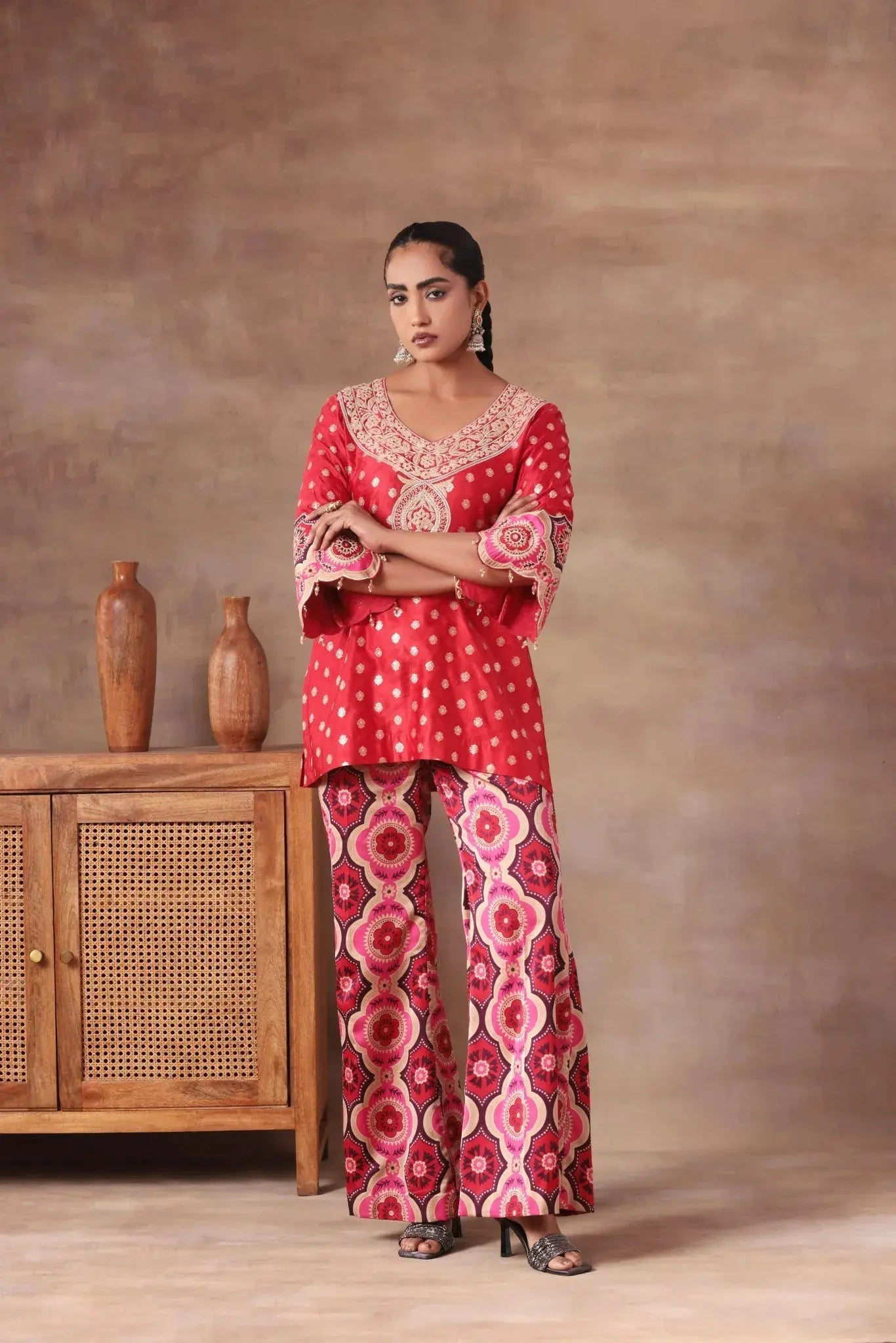 Scarlet Bloom Geometric Set - Arzoo Essentials