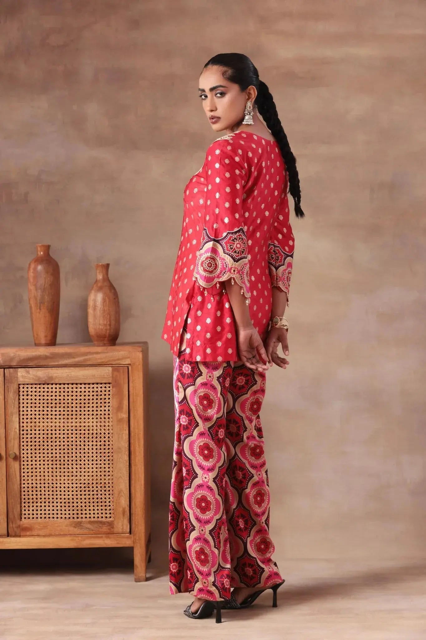 Scarlet Bloom Geometric Set - Arzoo Essentials