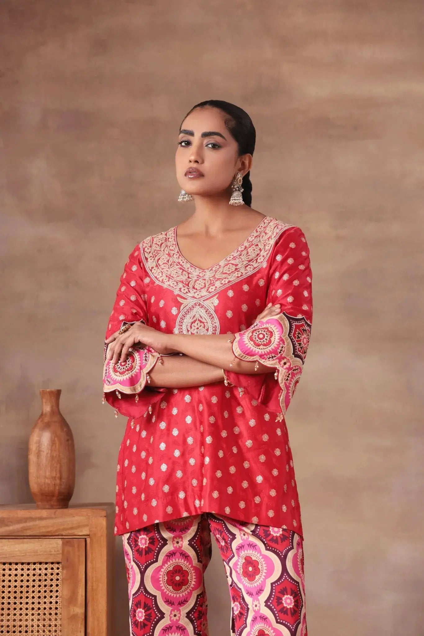 Scarlet Bloom Geometric Set - Arzoo Essentials
