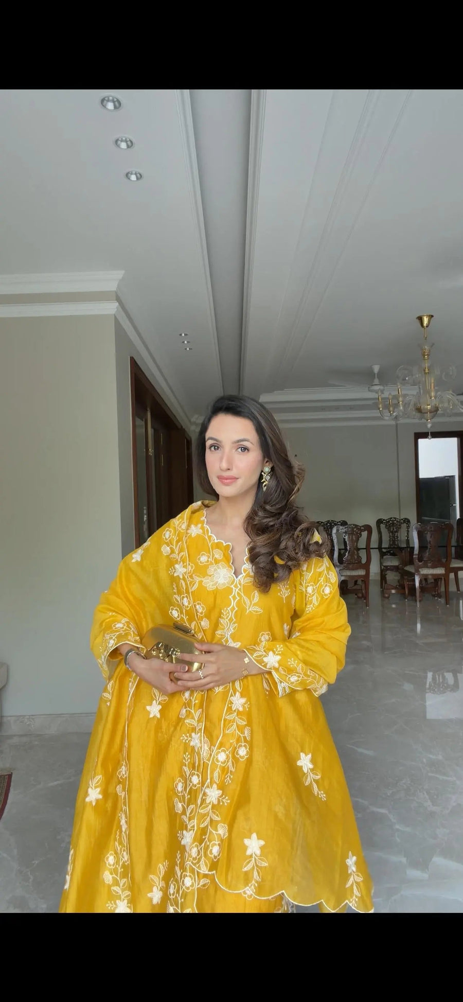 Sunlit Yellow Floral Embroidered 3-Piece Kurta Set