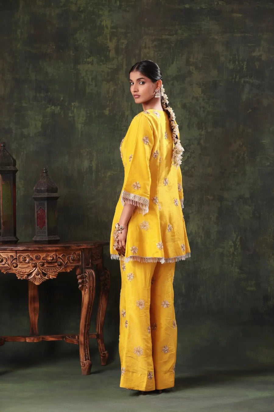 Sunshine Yellow Embellished Tunic Set - Image 3