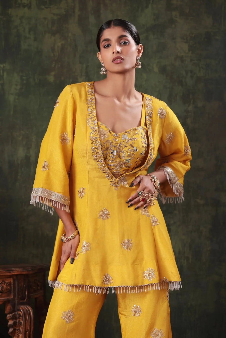 Sunshine Yellow Embellished Tunic Set - Image 4