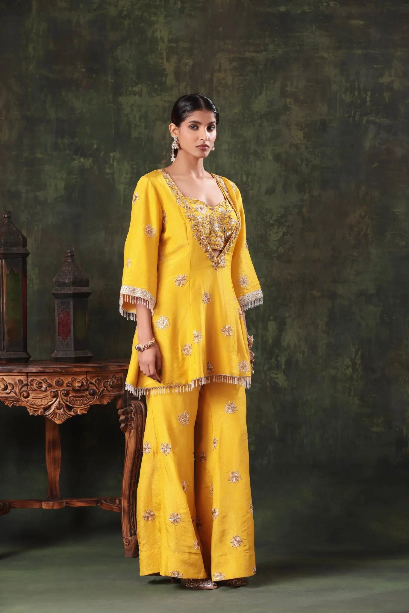 Sunshine Yellow Embellished Tunic Set - Arzoo Essentials