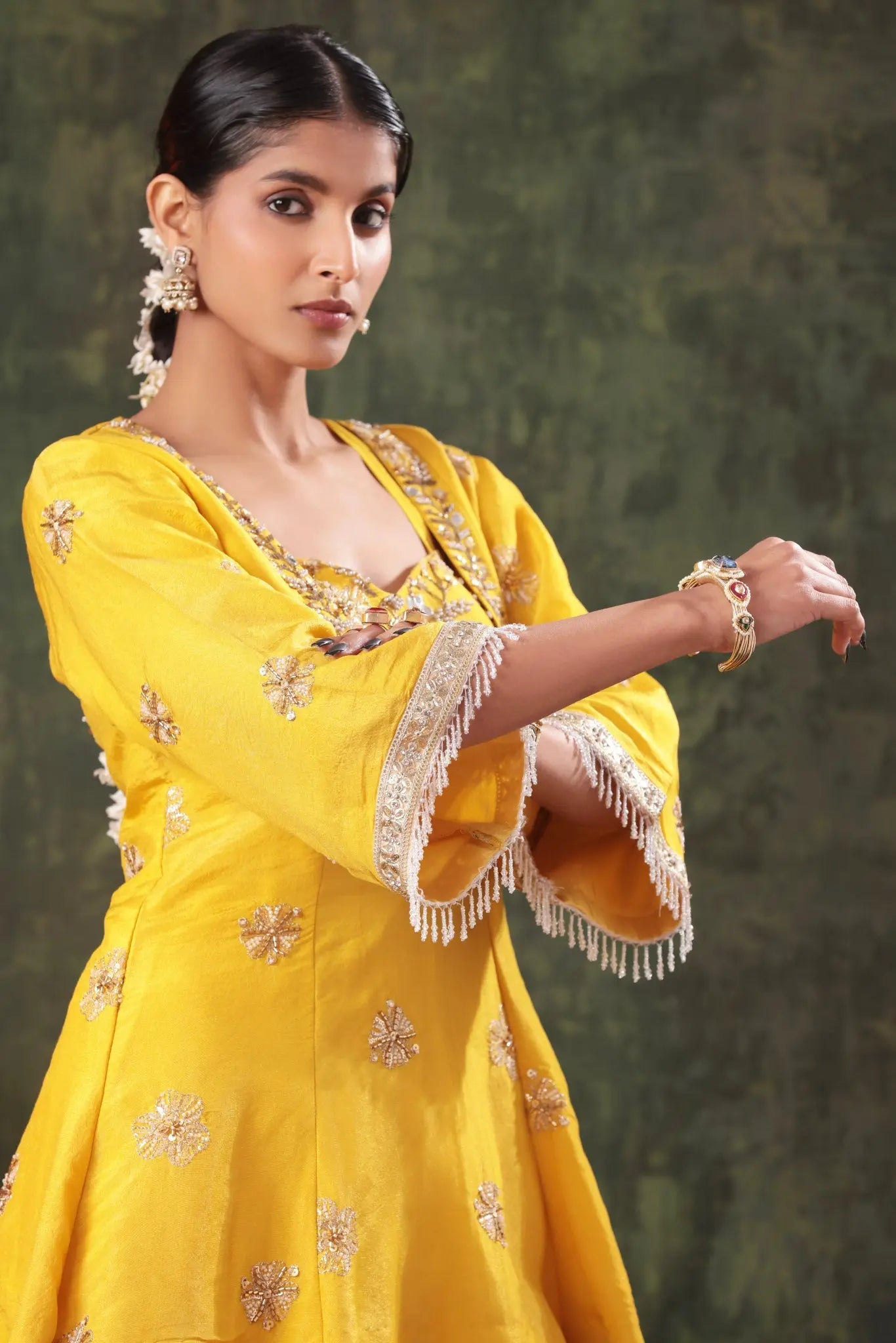 Sunshine Yellow Embellished Tunic Set - Arzoo Essentials