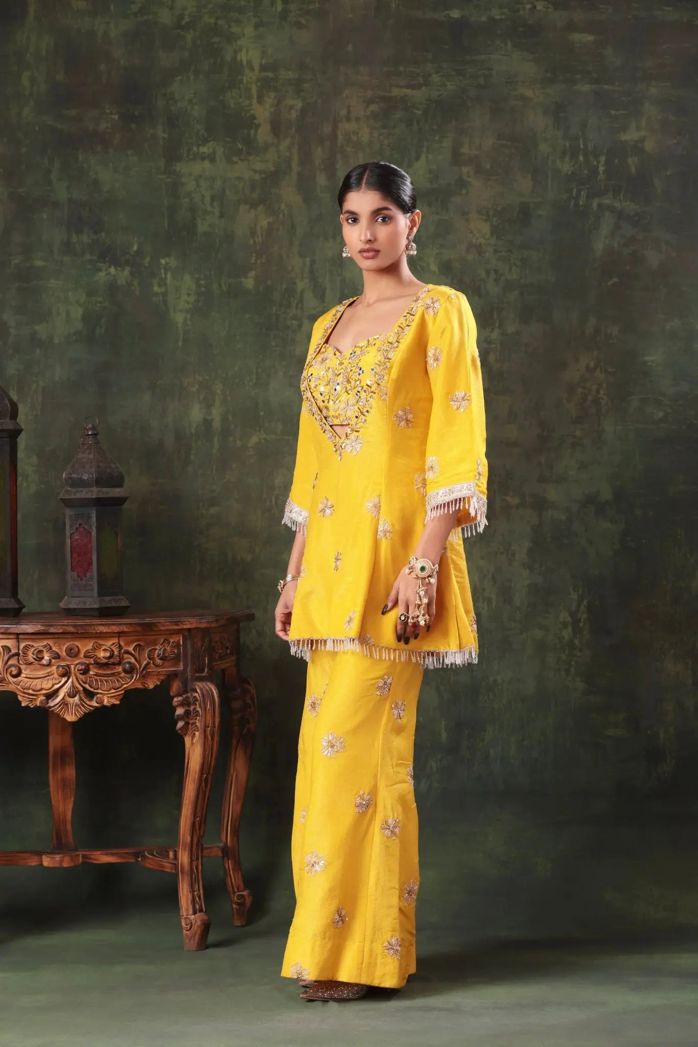 Sunshine Yellow Embellished Tunic Set - Arzoo Essentials