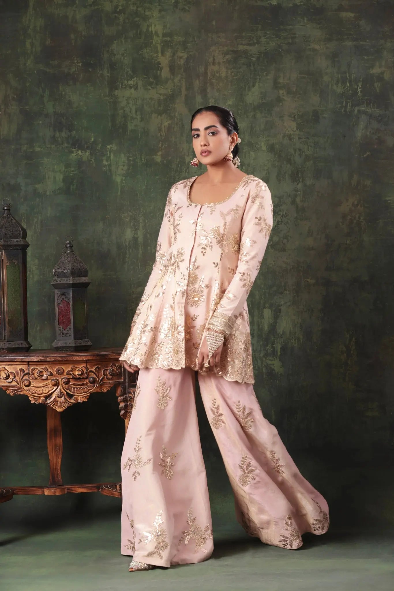The Blush Pink Sequin Sparkle Garara Set - Arzoo Essentials
