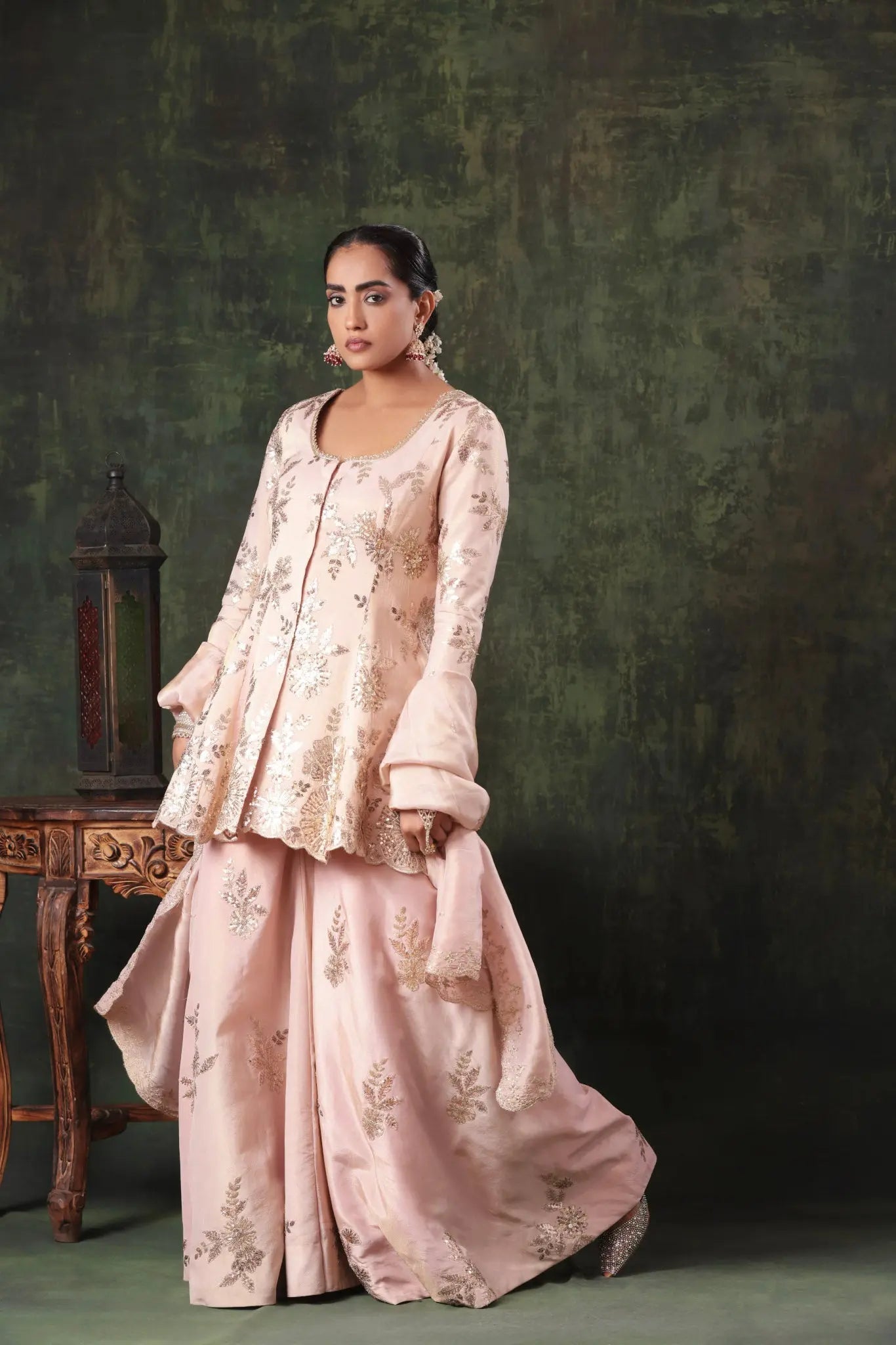 The Blush Pink Sequin Sparkle Garara Set - Arzoo Essentials