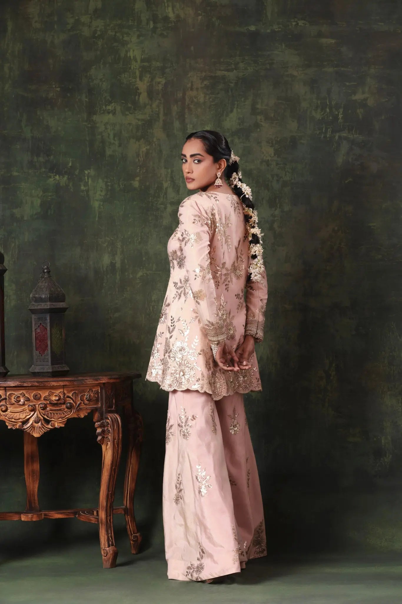 The Blush Pink Sequin Sparkle Garara Set - Arzoo Essentials