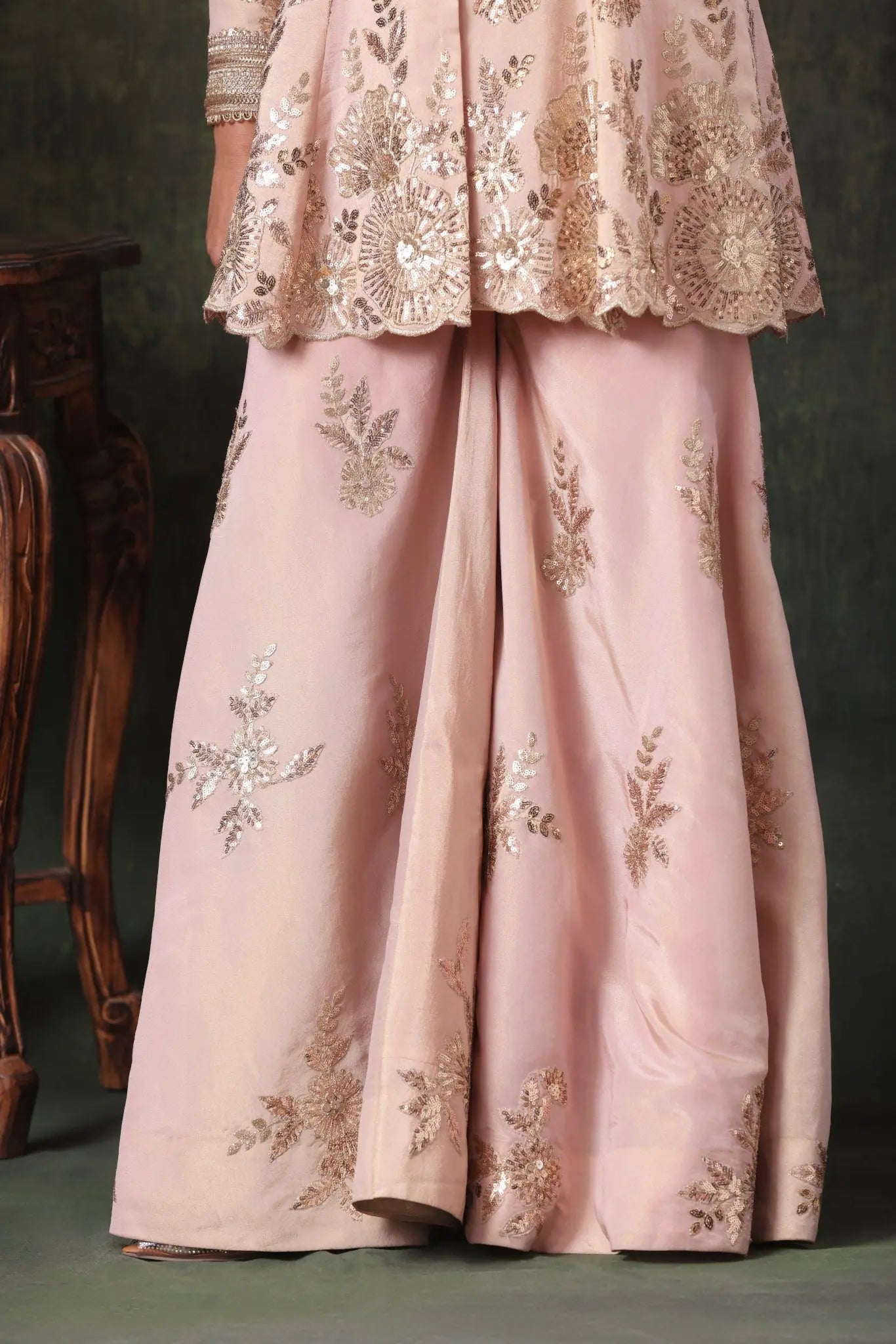 The Blush Pink Sequin Sparkle Garara Set - Arzoo Essentials