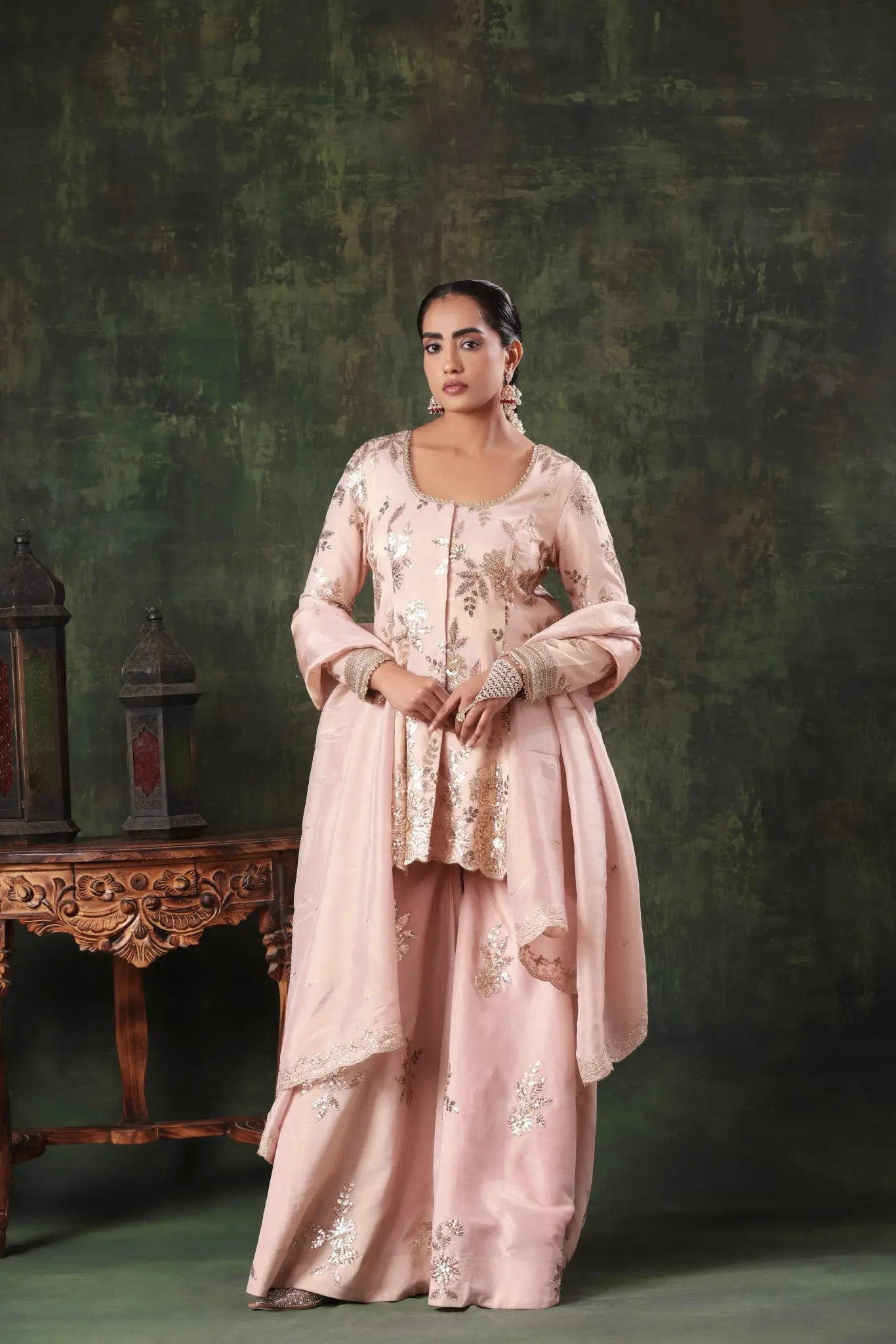 The Blush Pink Sequin Sparkle Garara Set - Arzoo Essentials