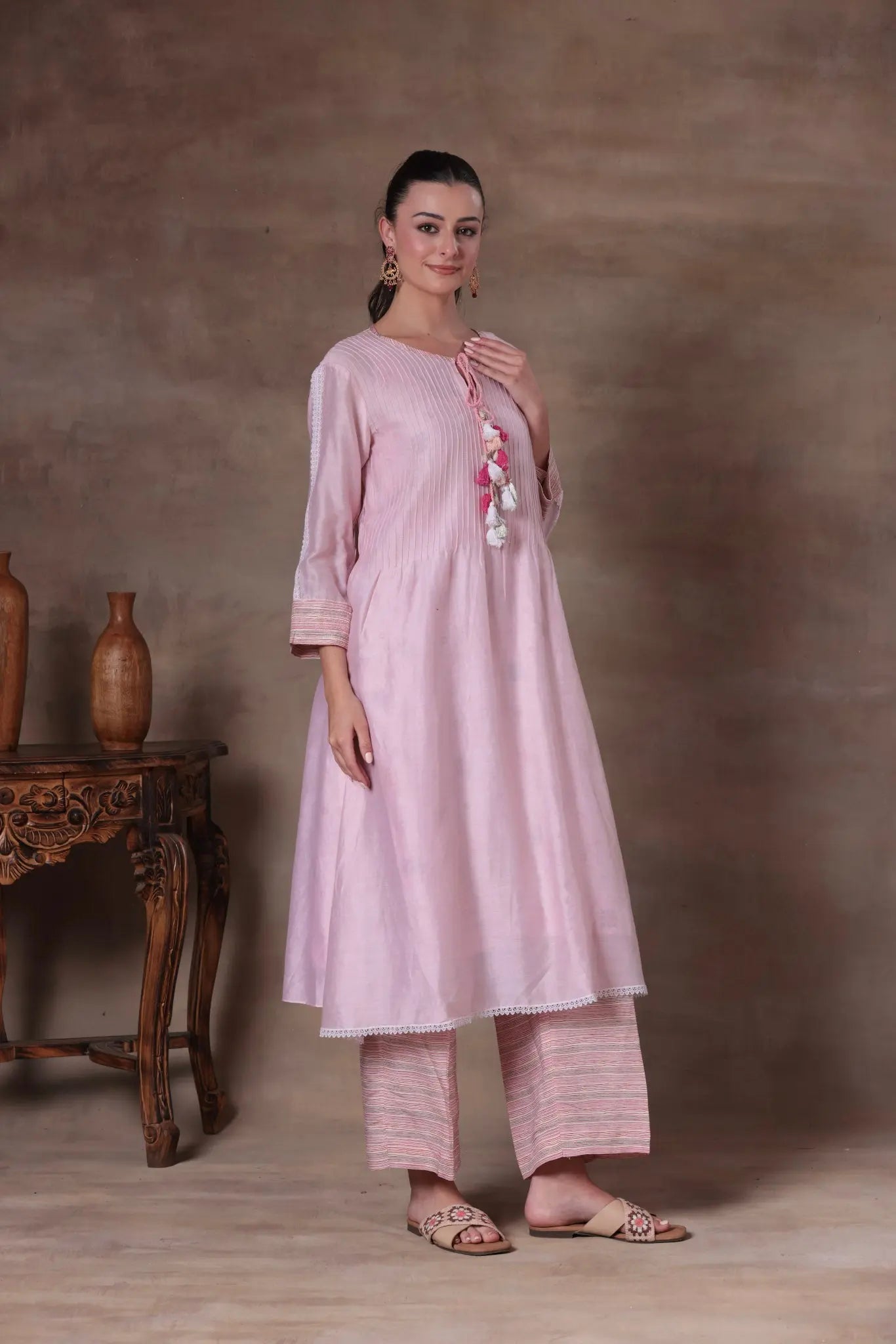 The Blush Pink Tassel A-Line Set - Arzoo Essentials