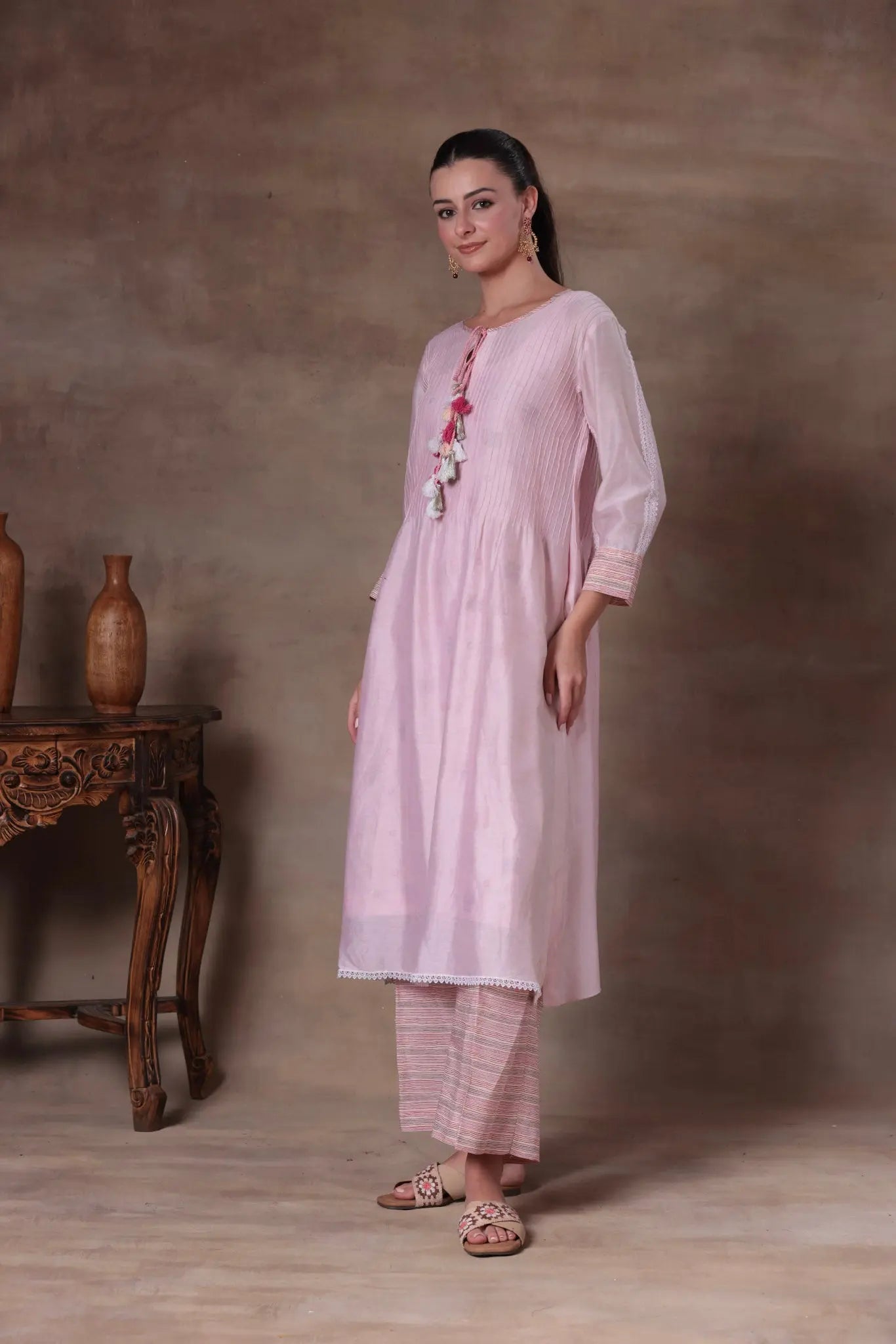 The Blush Pink Tassel A-Line Set - Arzoo Essentials