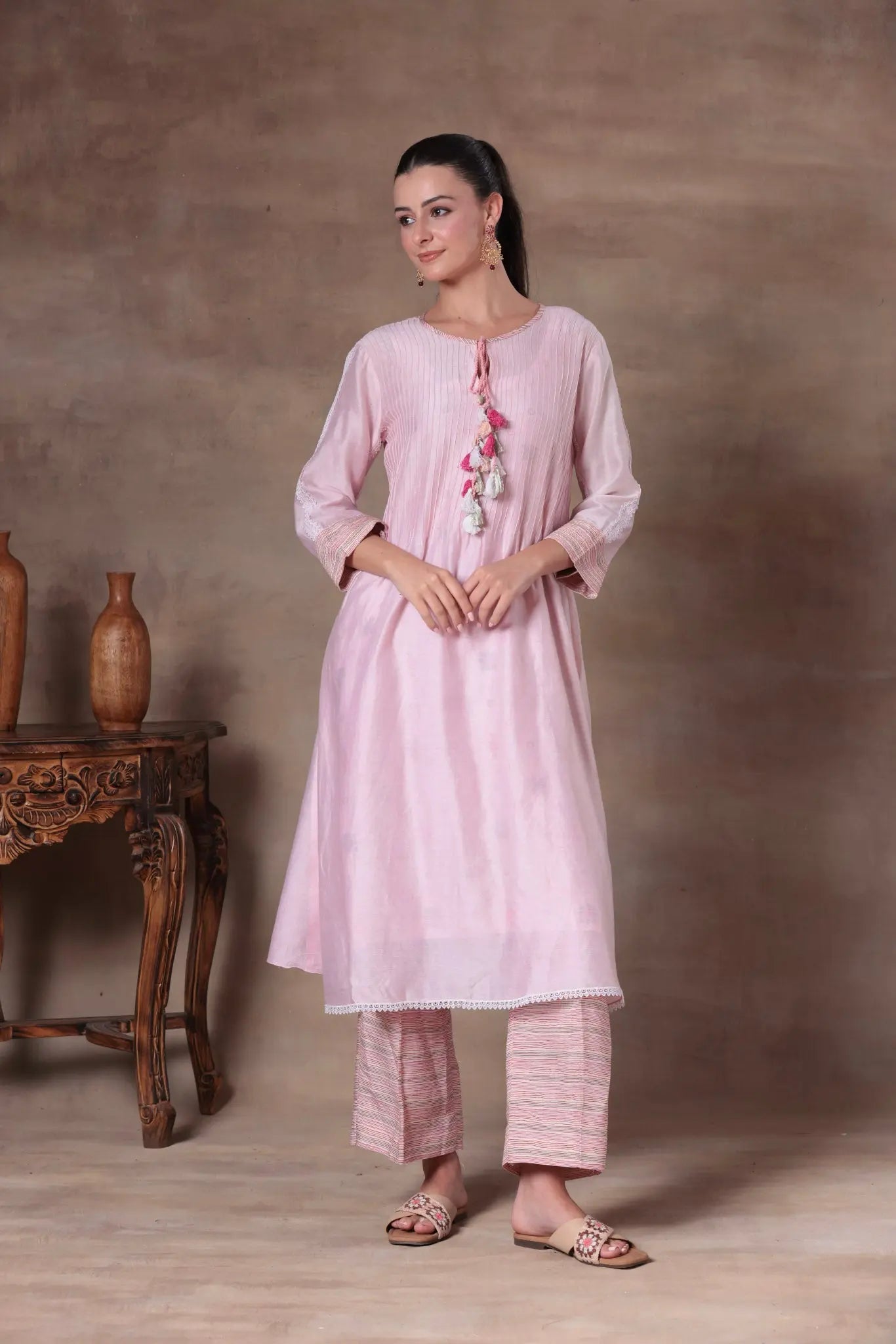 The Blush Pink Tassel A-Line Set - Arzoo Essentials