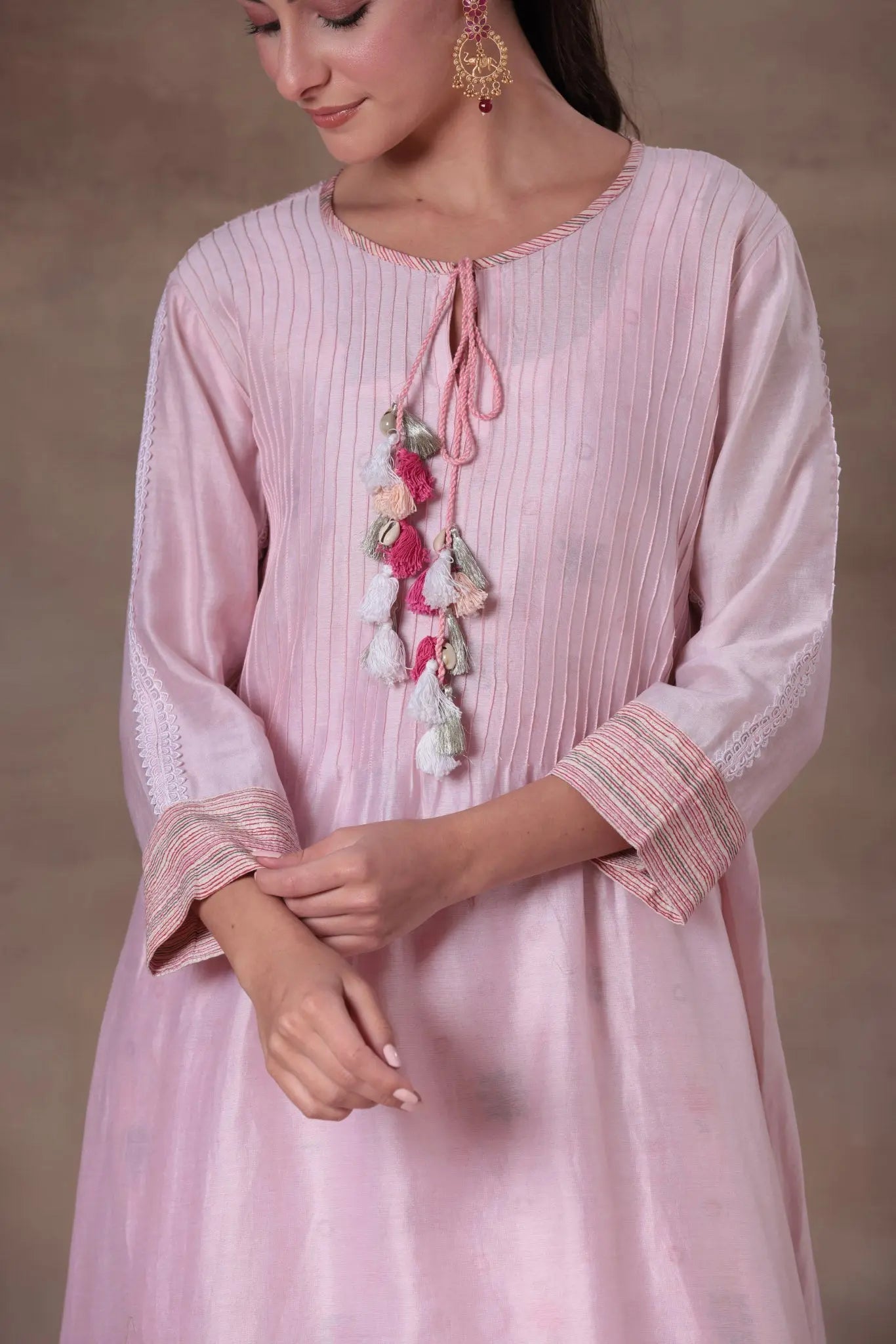 The Blush Pink Tassel A-Line Set - Arzoo Essentials
