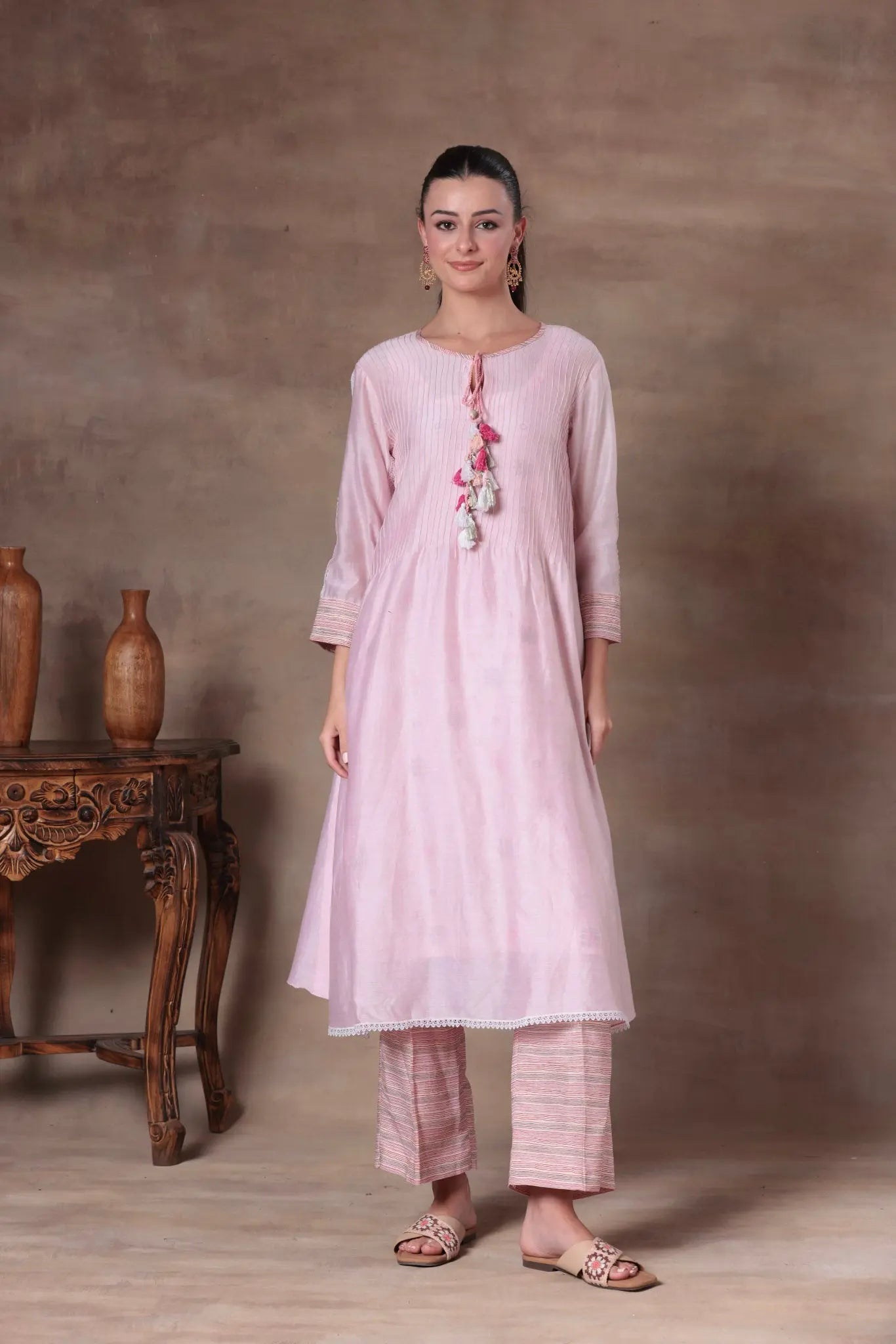 The Blush Pink Tassel A-Line Set - Arzoo Essentials