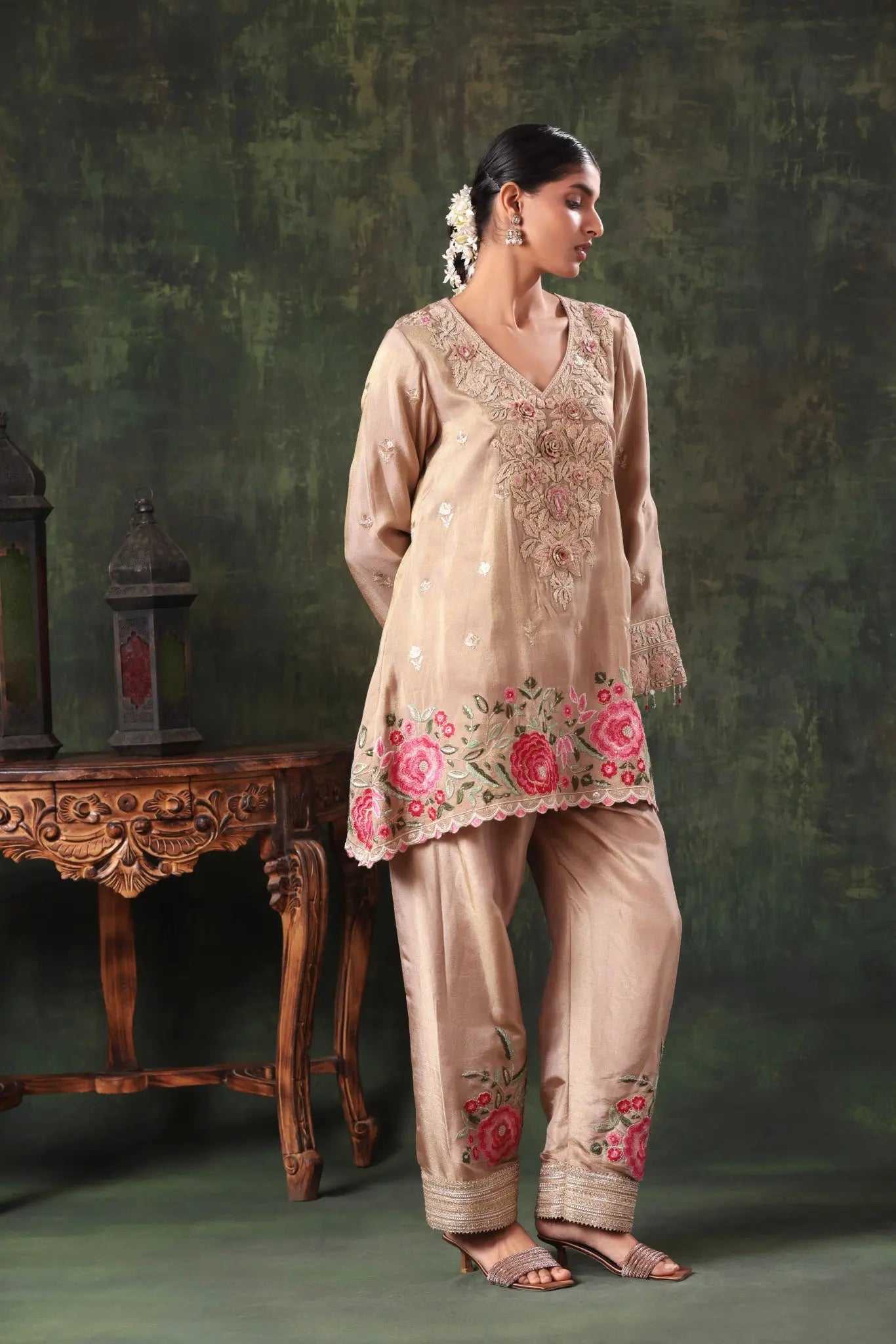 The Champagne Rose Scalloped Set - Arzoo Essentials