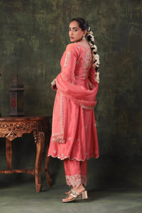 The Coral Pink Scallop Yoke Set - Arzoo Essentials
