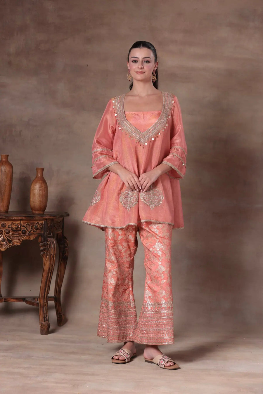 The Coral Tissue Peplum Co-ord
