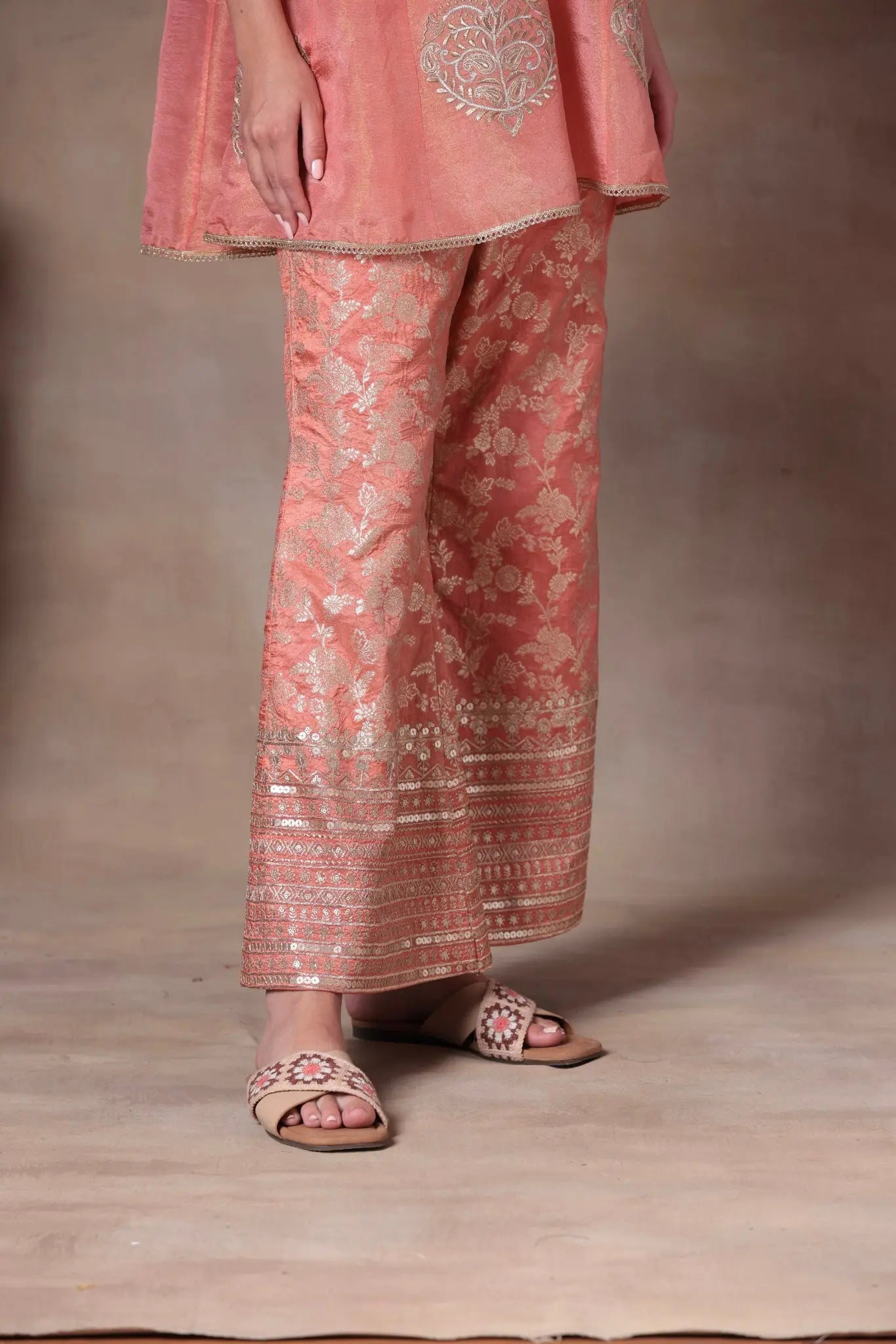 The Coral Tissue Peplum Co-ord - Arzoo Essentials