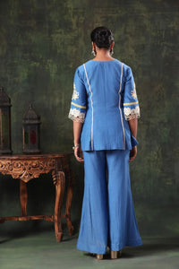 The Cornflower Blue Floral Peplum Set - Arzoo Essentials