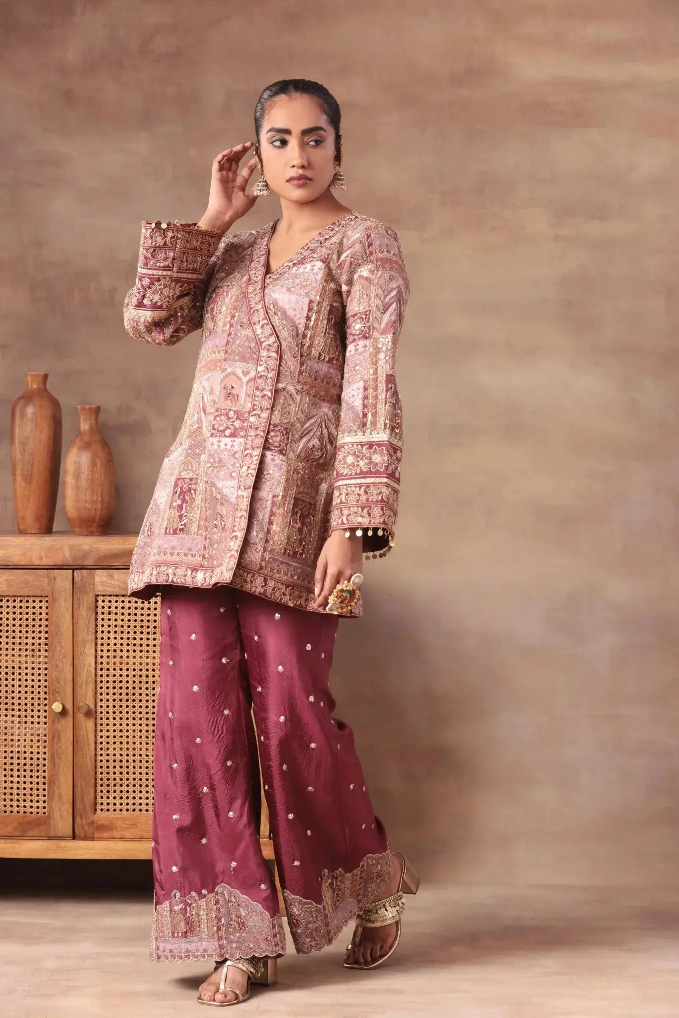 The Dusty Rose Angrakha Heritage Set - Arzoo Essentials