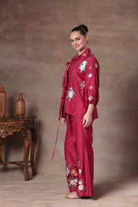The Fuchsia Floral Tie-Front Co-ord - Arzoo Essentials
