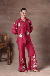 The Fuchsia Floral Tie-Front Co-ord - Arzoo Essentials