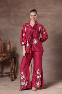 The Fuchsia Floral Tie-Front Co-ord - Arzoo Essentials