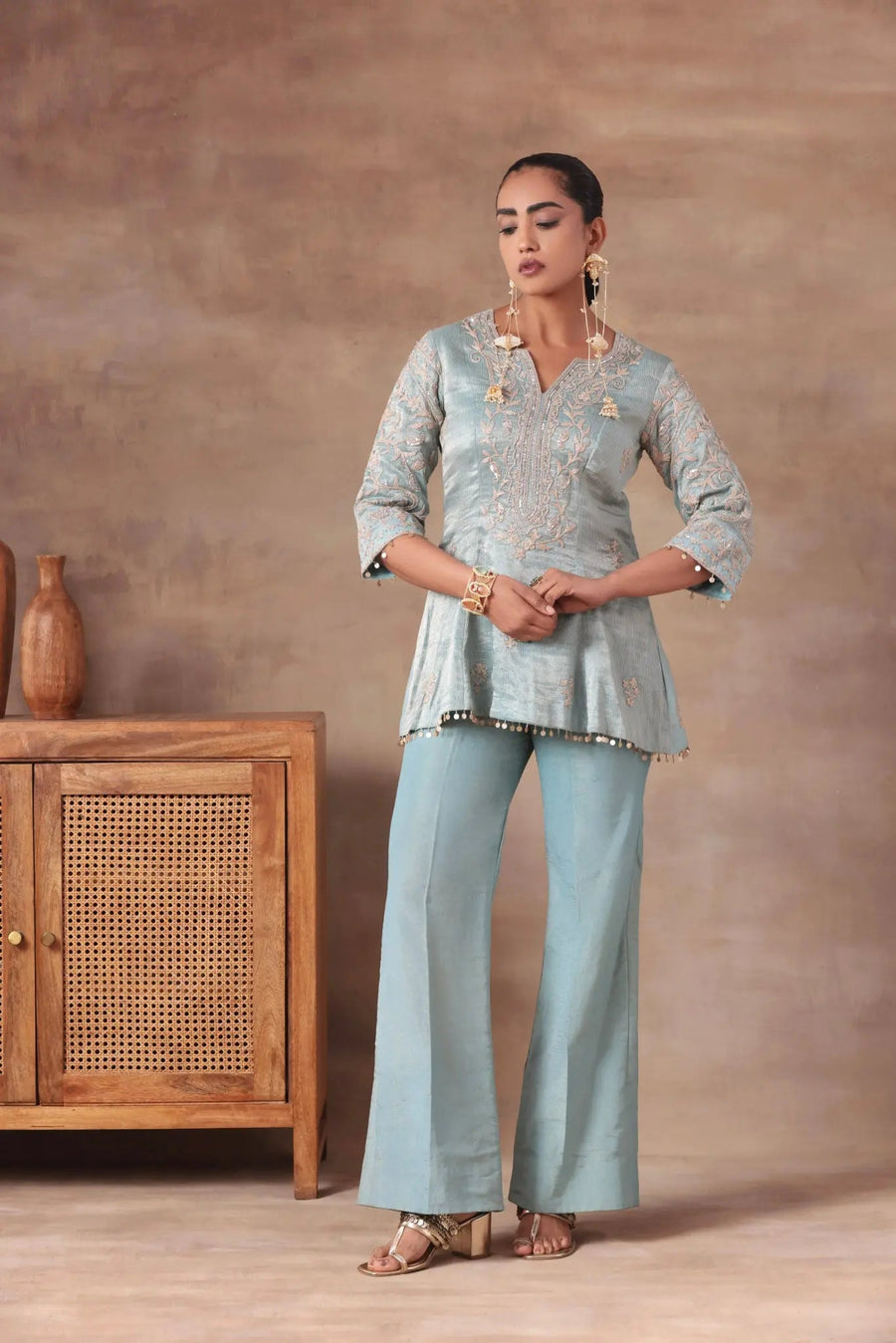 The Ice Blue Coin Tassel Co-ord
