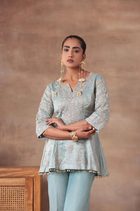 The Ice Blue Coin Tassel Co-ord - Arzoo Essentials