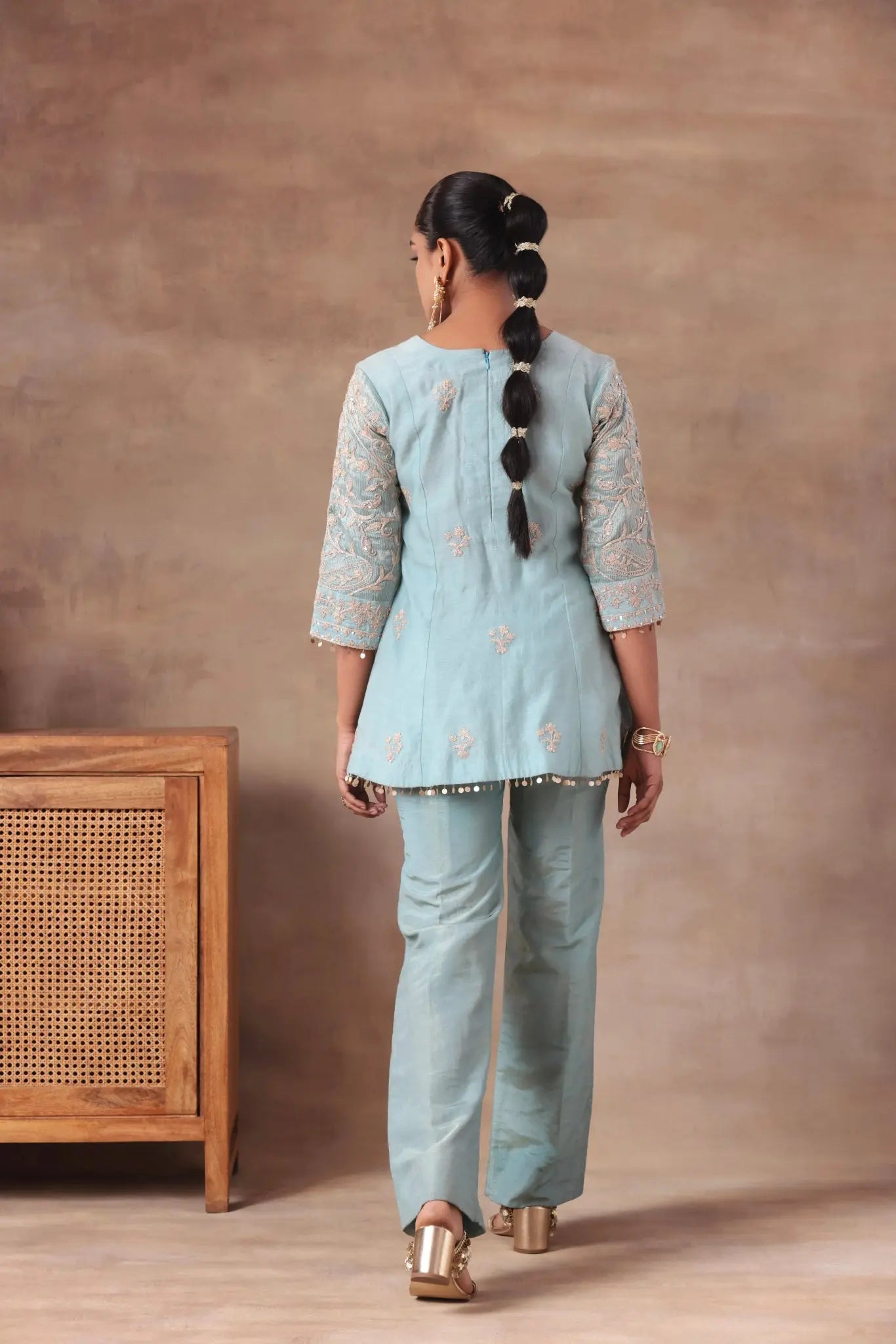 The Ice Blue Coin Tassel Co-ord - Arzoo Essentials