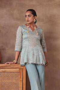 The Ice Blue Coin Tassel Co-ord - Arzoo Essentials