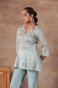 The Ice Blue Coin Tassel Co-ord - Arzoo Essentials