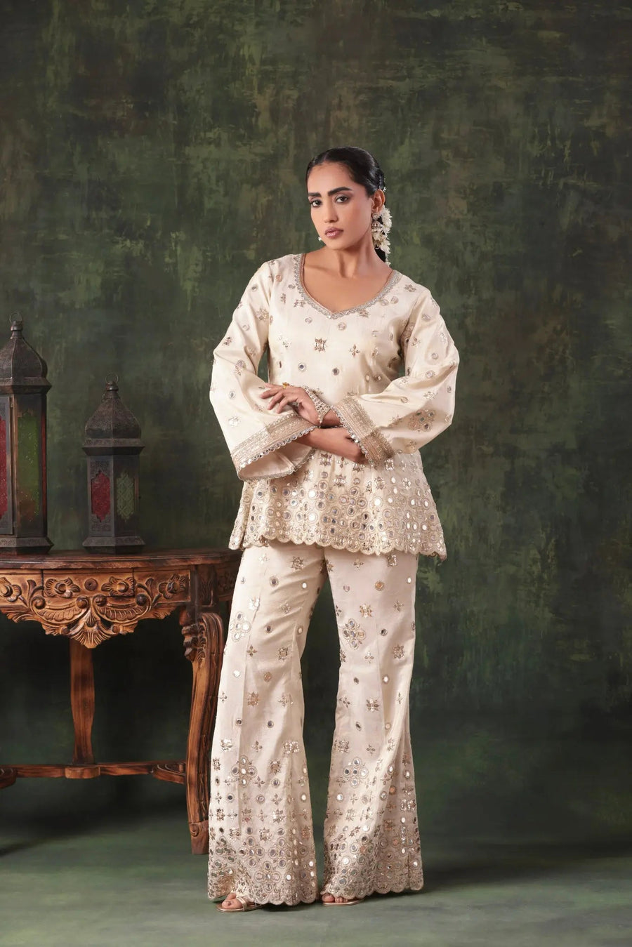 The Ivory Mirror Peplum Set