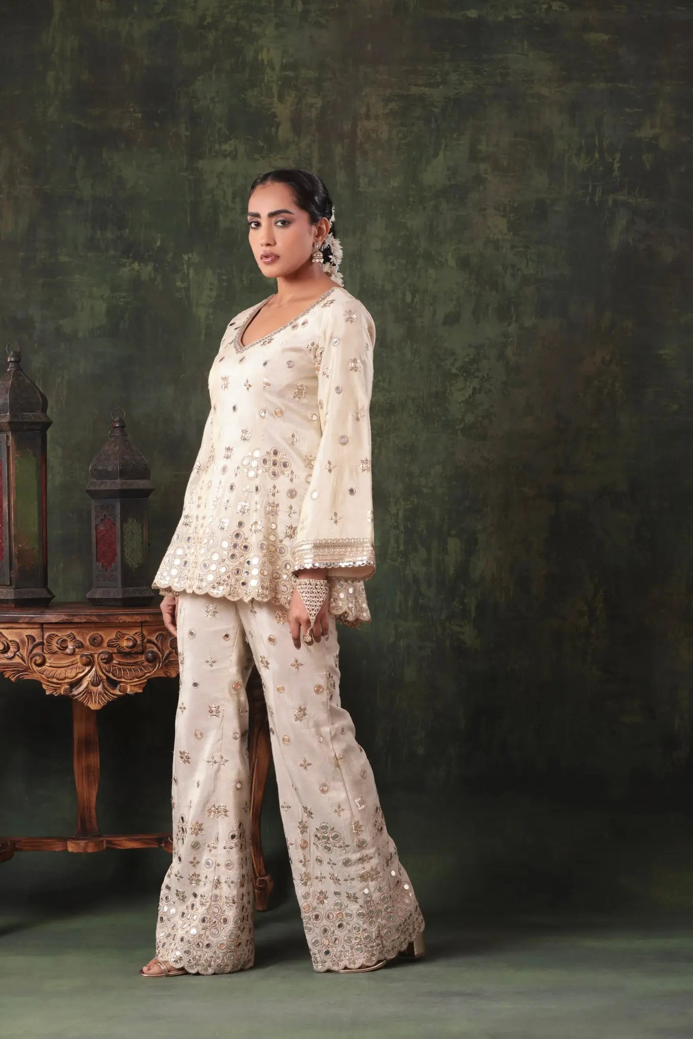 The Ivory Mirror Peplum Set - Arzoo Essentials