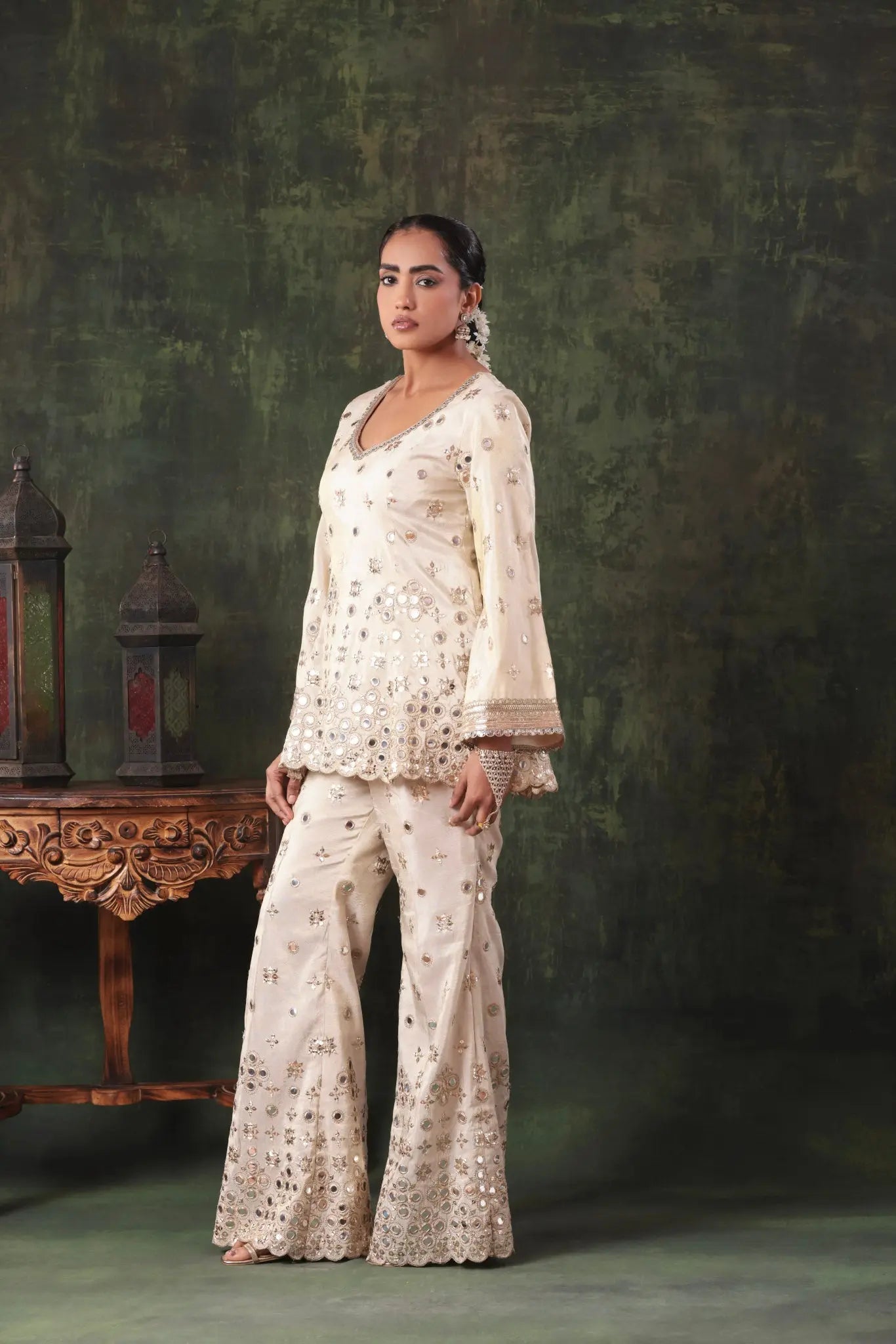 The Ivory Mirror Peplum Set - Arzoo Essentials