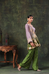 The Lavender-Olive Ombre Silk Set - Arzoo Essentials