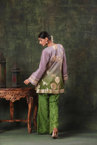 The Lavender-Olive Ombre Silk Set - Arzoo Essentials