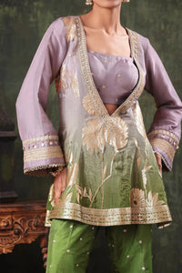 The Lavender-Olive Ombre Silk Set - Arzoo Essentials