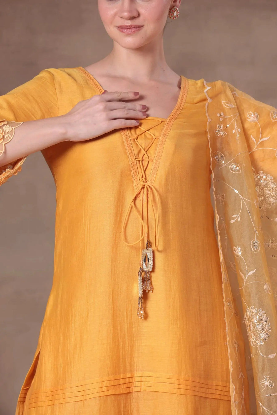 The Mango Yellow Corset-Tie Lace Set - Image 8