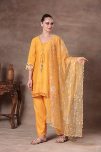The Mango Yellow Corset-Tie Lace Set - Arzoo Essentials