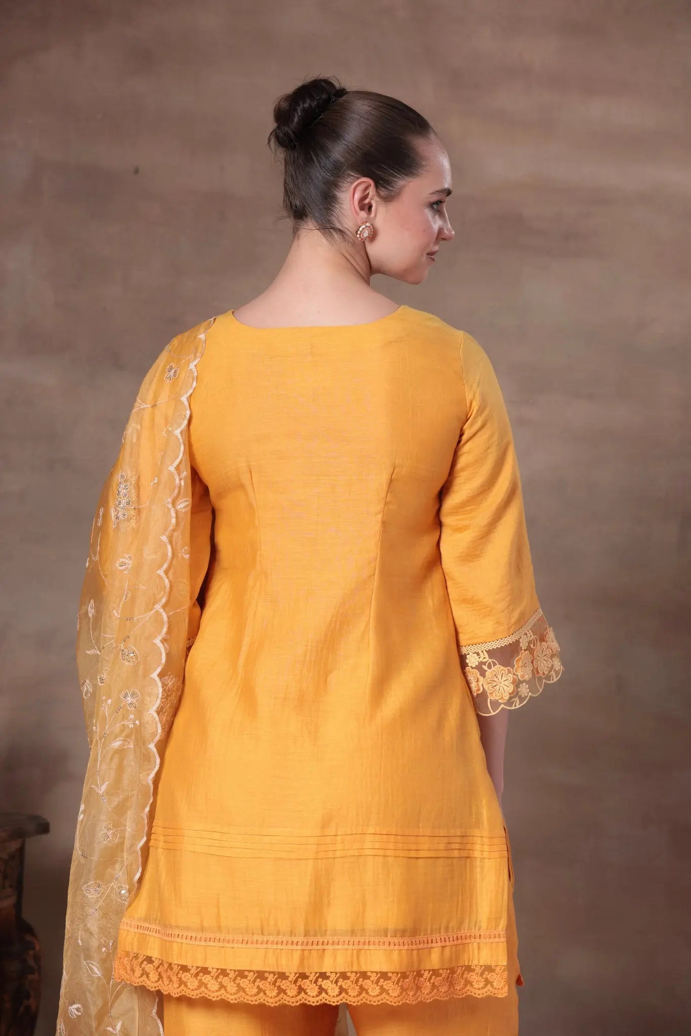 The Mango Yellow Corset-Tie Lace Set - Arzoo Essentials