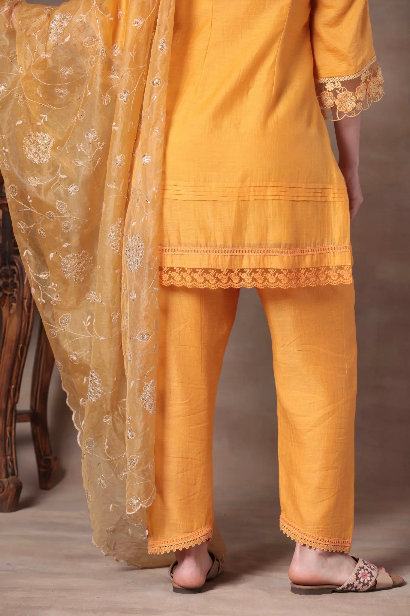 The Mango Yellow Corset-Tie Lace Set - Arzoo Essentials