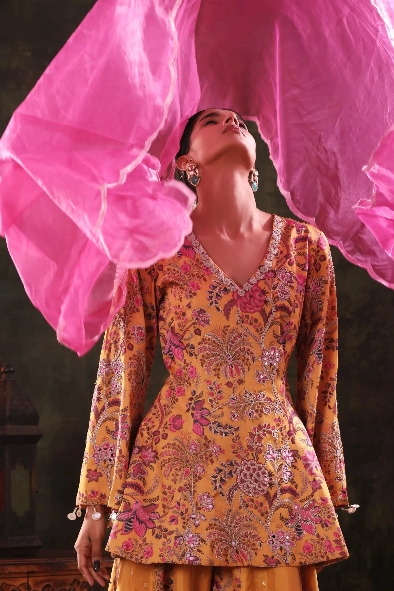 The Mustard Floral Sharara Set - Arzoo Essentials