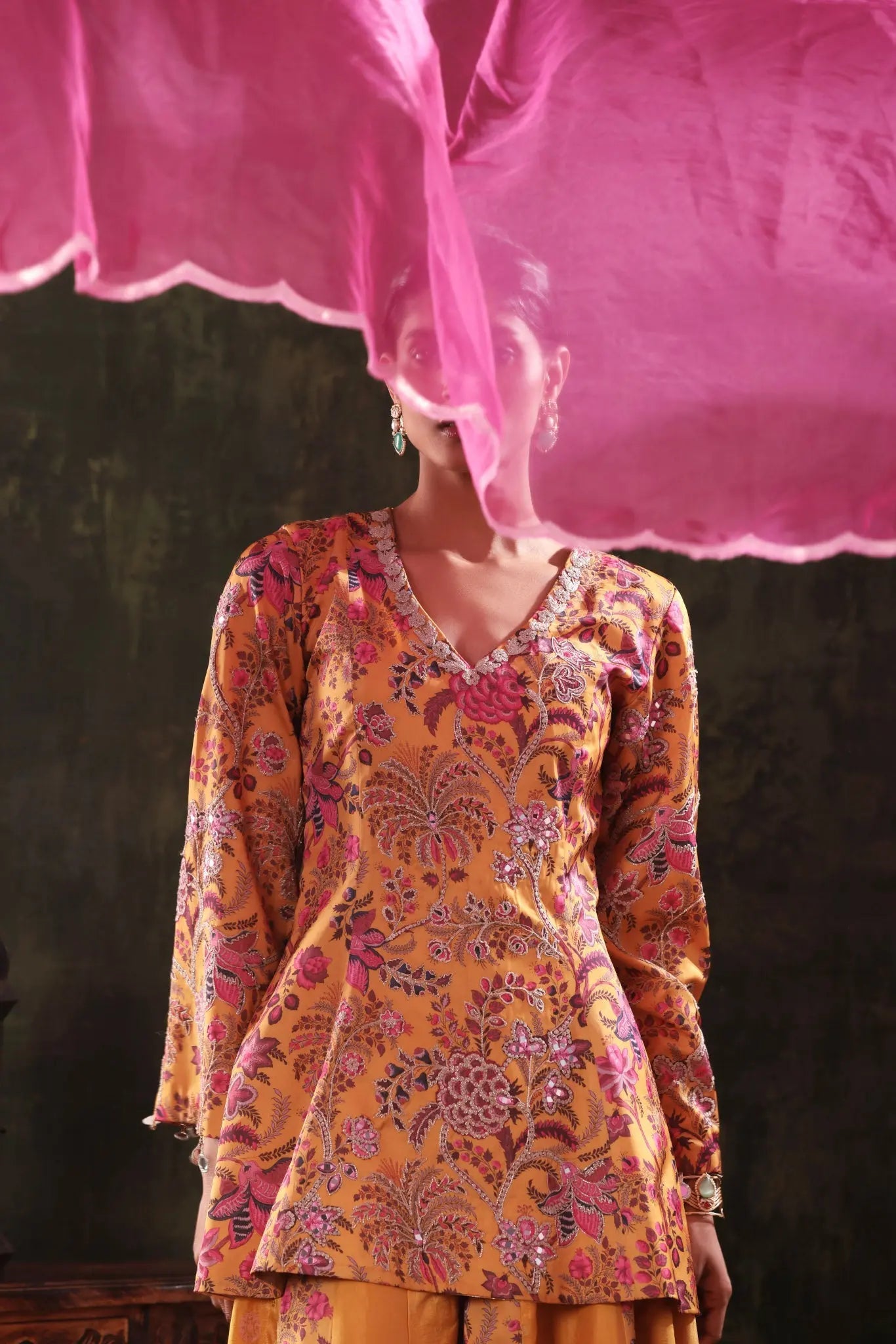 The Mustard Floral Sharara Set - Arzoo Essentials