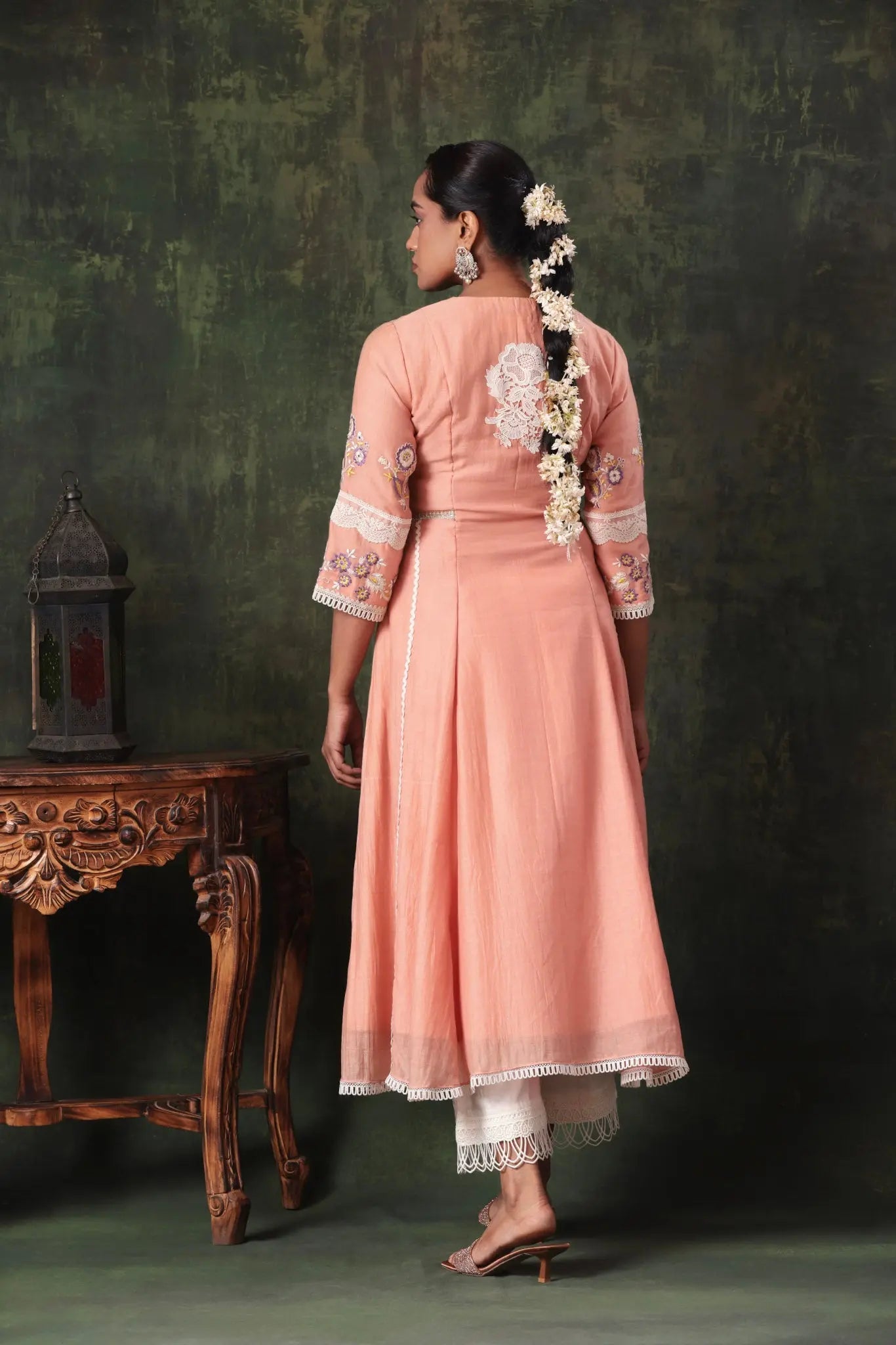 The Peach Kalidar Lace Anarkali - Arzoo Essentials